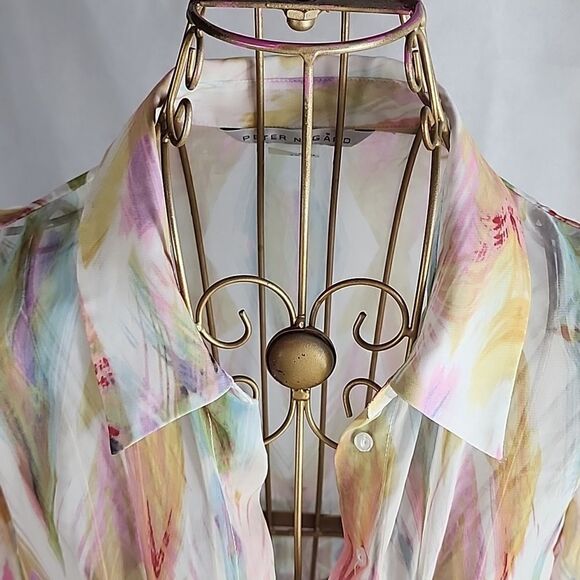 Peter Nygard Size 12 Sheer Chiffon Shacket - Picture 4 of 10